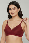 Zivame Beautiful Basics Double Layered Non Wired 3/4th Coverage T-Shirt Bra - Red Dahlia — thumbnail 1